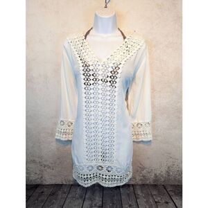 Solitaire swim see-through white tunic medium